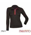 Bluza dama cu fermoar scurt 100% merino 280g