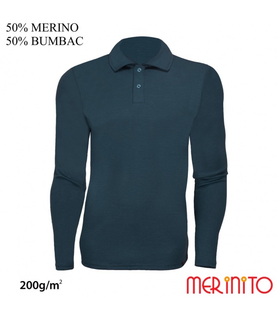 Bluza barbatesca "Polo Jersey" 200g 50% merino 50% bumbac