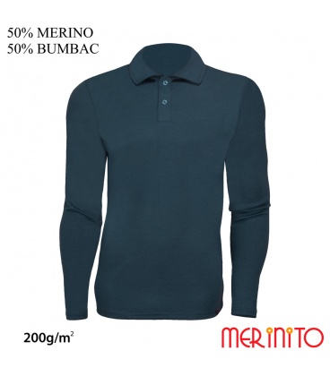 Bluza barbatesca "Polo Jersey" 200g 50% merino 50% bumbac