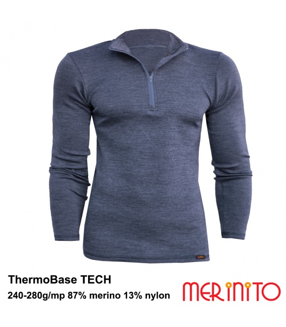 Bluza barbateasca Merinito HalfZip Tech 240-280g/mp