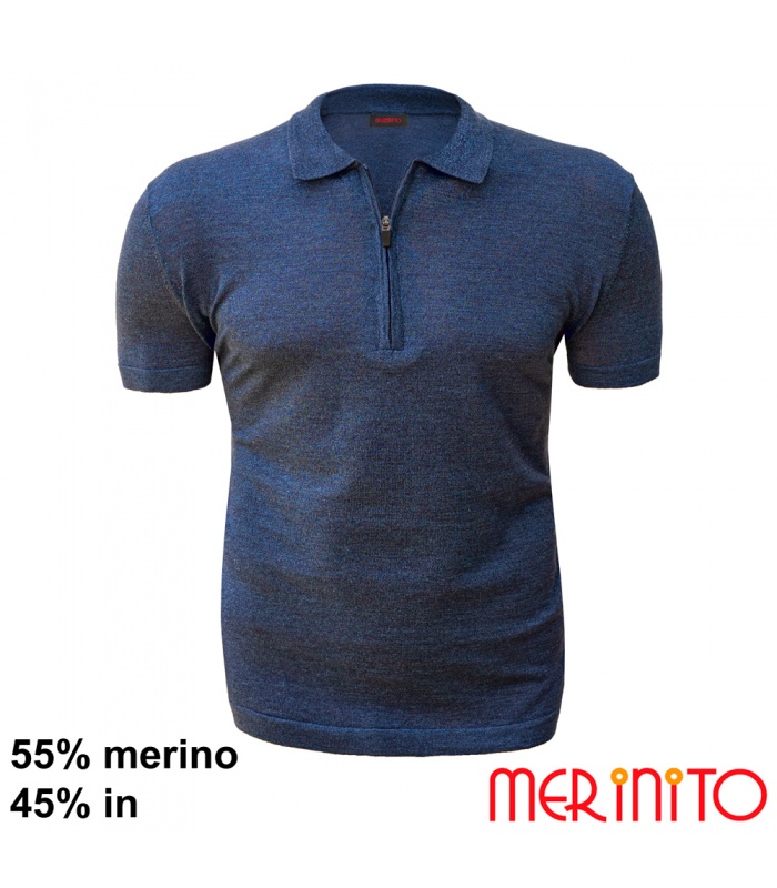 Second/Layer ニットポロ M ▷ Tricou Polo merino Barbați Zip Premium Merinos si In | Merinito