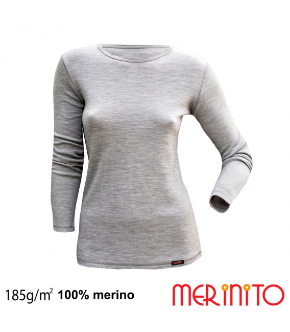 Tricou dama cu maneca lunga 100% merino 185g