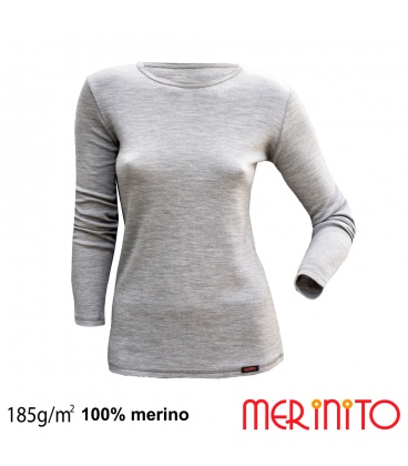 Tricou dama cu maneca lunga 100% merino 185g