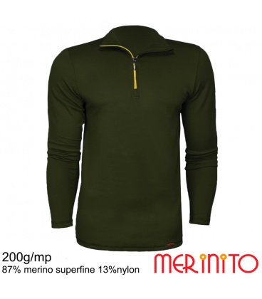 Bluza barbati Merinito ZIP 200g 87% lana merinos extrafina 13% nylon