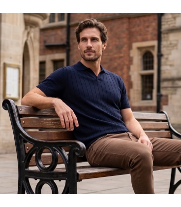 Tricou polo barbati Merinito Ribbed Knit Polo 100% lana merinos