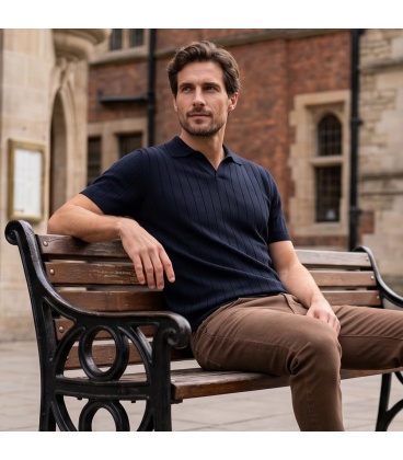 Tricou polo barbati Merinito Ribbed KnitPolo 100% lana merinos