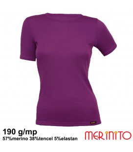 Tricou dama Merinito 190g 57% merino 38% tencel 5% elastan