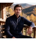 Pulover barbati Merinito Stand Collar Button Up lana merinos