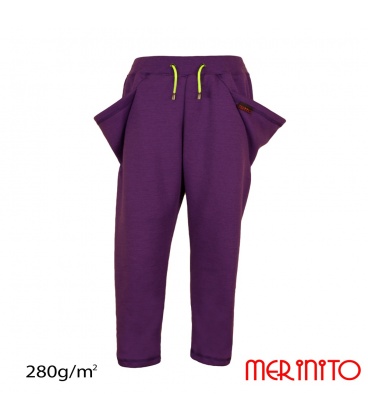 Pantaloni lana copii cu buzunare "Triunghi" 100% merino 280g